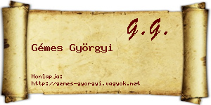 Gémes Györgyi névjegykártya